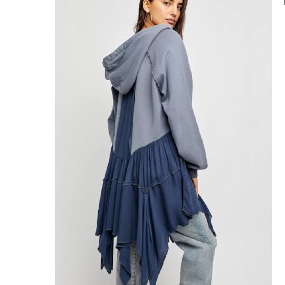 Free People Blue Hooded Cardigan - Picture 2 of 12